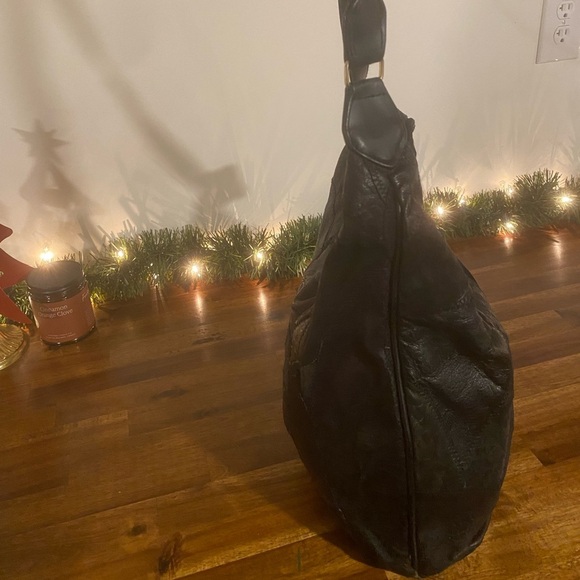 Vintage Patchwork Black Hobo Shoulder Bag - Picture 5 of 6